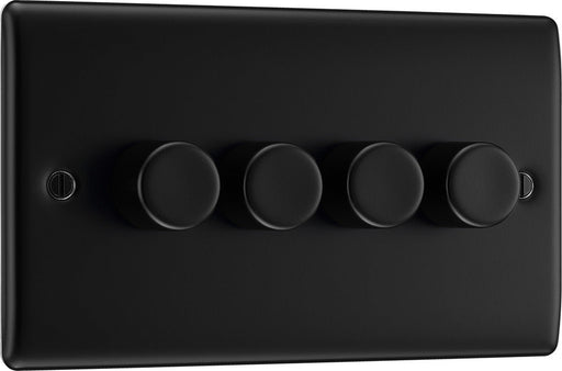 BG NFB84 Nexus Metal 2-Way Quad Trailing Edge Dimmer Push On/Off - Matt Black + Black Knobs - westbasedirect.com