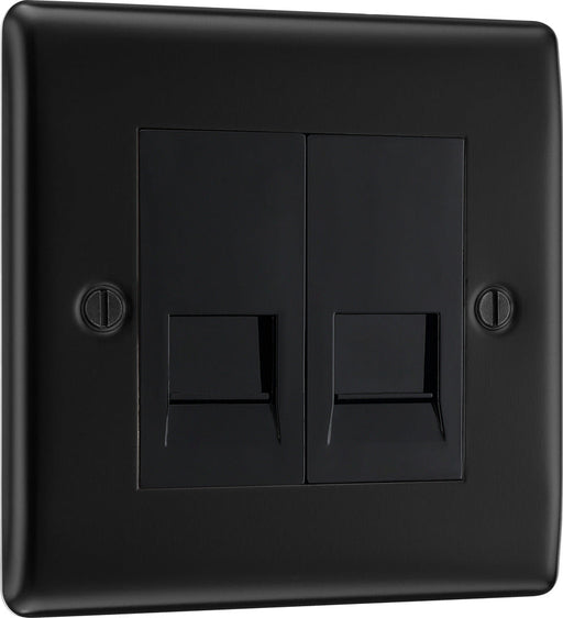 BG NFBBTM2 Nexus Metal Double Master Telephone Socket - Matt Black + Black Rocker - westbasedirect.com