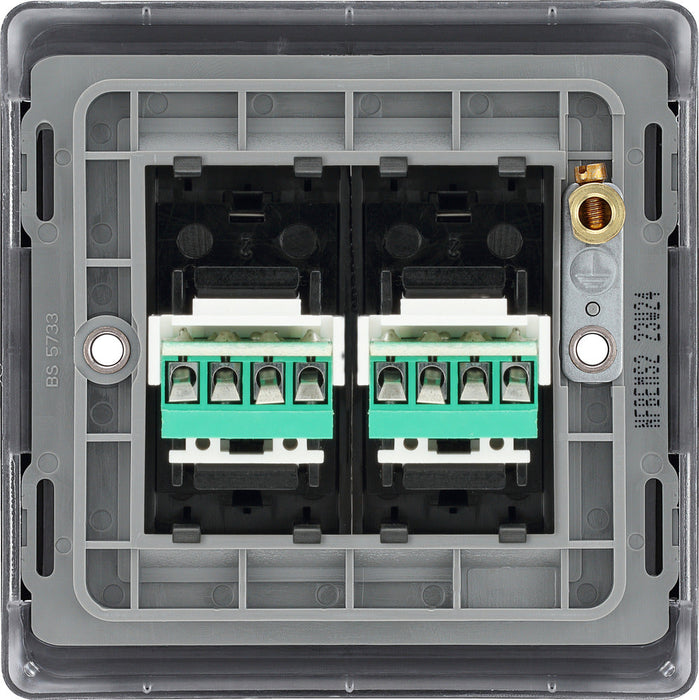 BG NFBRJ112 Nexus Metal RJ11 Double Data Outlet Socket - Matt Black + Black Rocker - westbasedirect.com