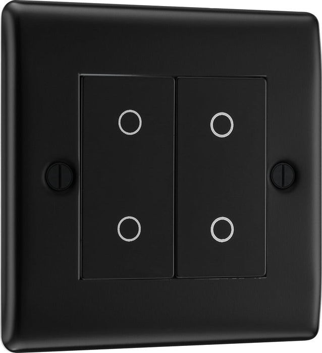 BG NFBTDM2B-K Nexus Metal 2-Way Master 200W Double Touch Dimmer Switch - Matt Black (Black) - westbasedirect.com
