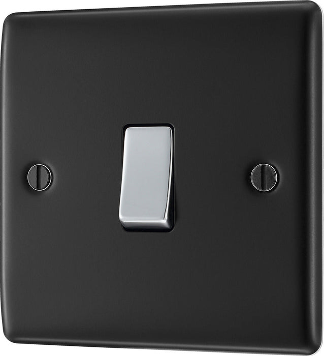 BG NMB12 Nexus Metal Single Light Switch 10A - Matt Black - westbasedirect.com