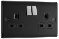 BG NMB22B Nexus Metal Double Socket 13A - Black Insert - Matt Black