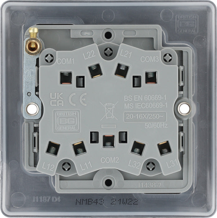 BG NMB43 Nexus Metal Triple Light Switch 10A - Matt Black - westbasedirect.com