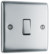 BG NPC12x10 Nexus Metal 20A 16AX 2 Way Single Light Switch - Polished Chrome (10 Pack)