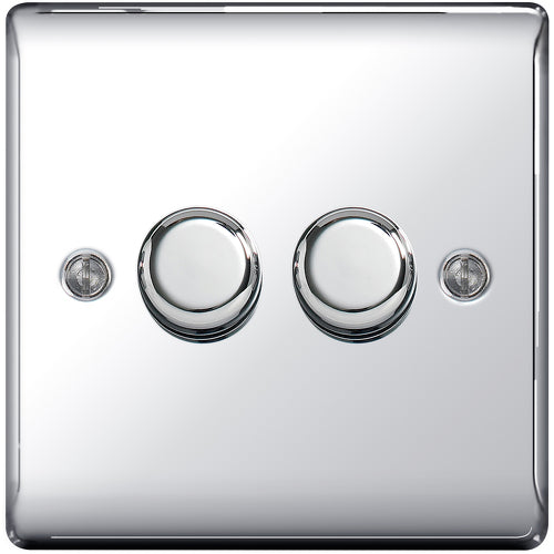 BG NPC82P Nexus Metal 2-Way Double Leading Edge Dimmer Push On/Off - Polished Chrome - westbasedirect.com