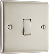 BG NPR12 Nexus Metal 20A 16AX 2 Way Single Light Switch - Pearl Nickel