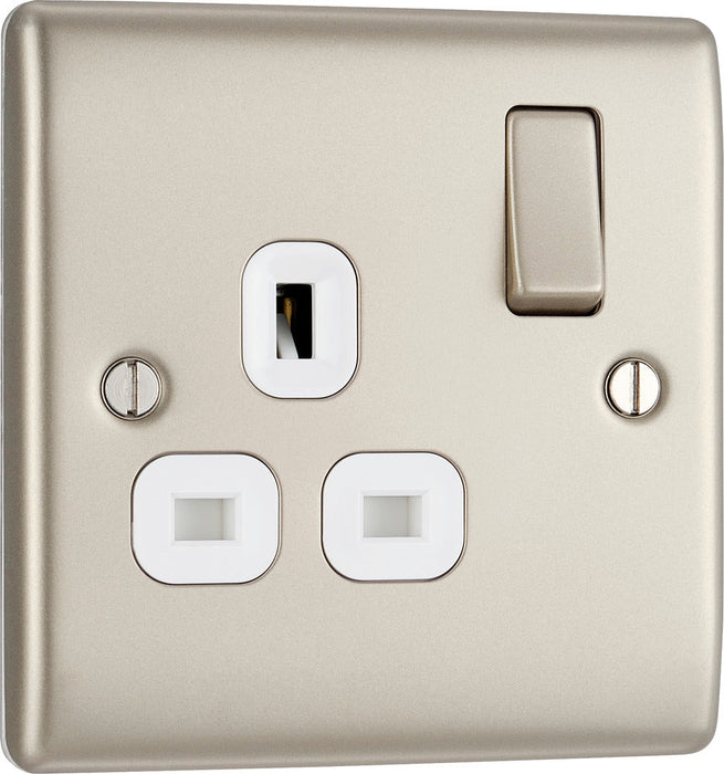 BG NPR21W Nexus Metal Single Socket 13A /White Insert - Pearl Nickel - westbasedirect.com