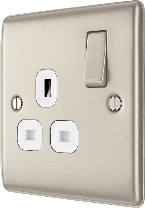 BG NPR21W Nexus Metal Single Socket 13A /White Insert - Pearl Nickel - westbasedirect.com
