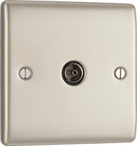 BG NPR60 Nexus Metal TV Aerial Socket - Pearl Nickel