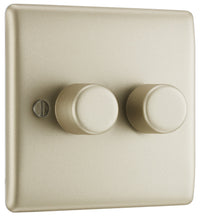 BG NPR82 Nexus Metal 2-Way Double Trailing Edge Dimmer Push On/Off - Pearl Nickel