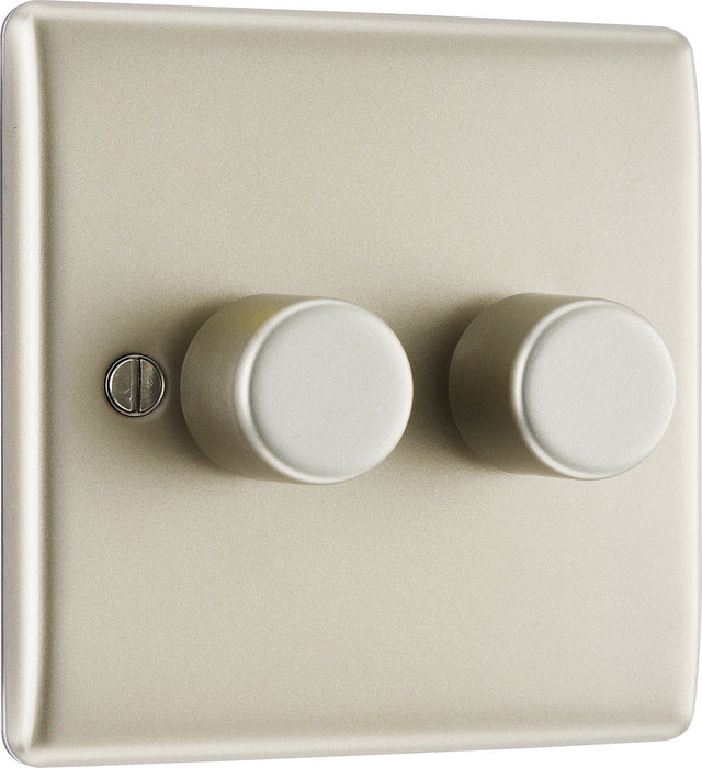 BG NPR82P Nexus Metal 2-Way Double Leading Edge Dimmer Push On/Off - Pearl Nickel - westbasedirect.com