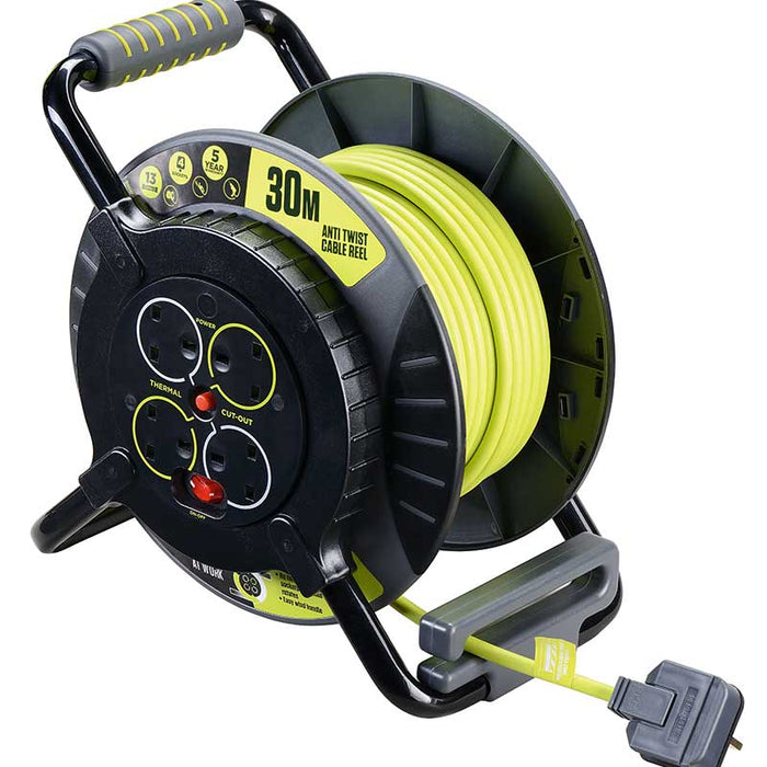 Masterplug PRO-XT 4 Socket 30m 13A Anti-Twist Fixed Socket - westbasedirect.com