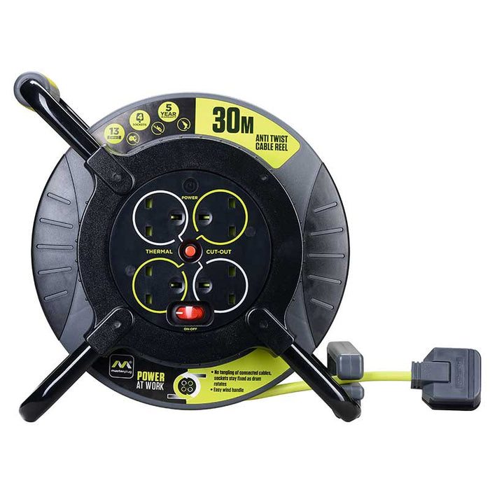 Masterplug PRO-XT 4 Socket 30m 13A Anti-Twist Fixed Socket - westbasedirect.com