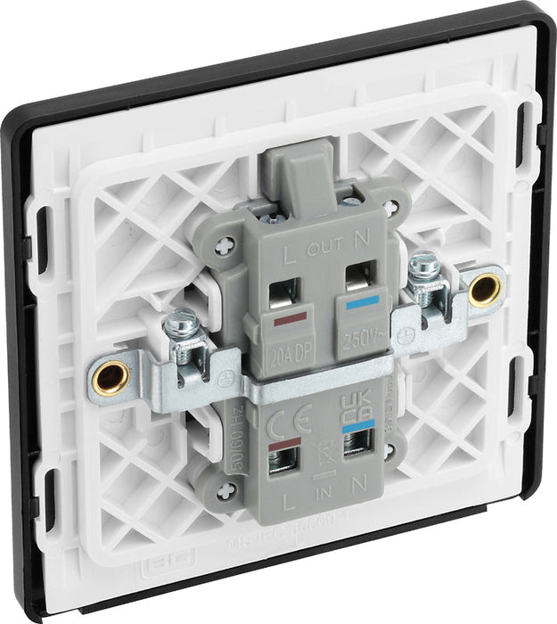 BG Evolve PCDBC31B 20A Double Pole Switch with Power LED Indicator - Black Chrome (Black) - westbasedirect.com