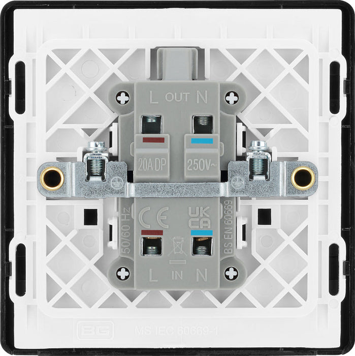 BG Evolve PCDBC31B 20A Double Pole Switch with Power LED Indicator - Black Chrome (Black) - westbasedirect.com