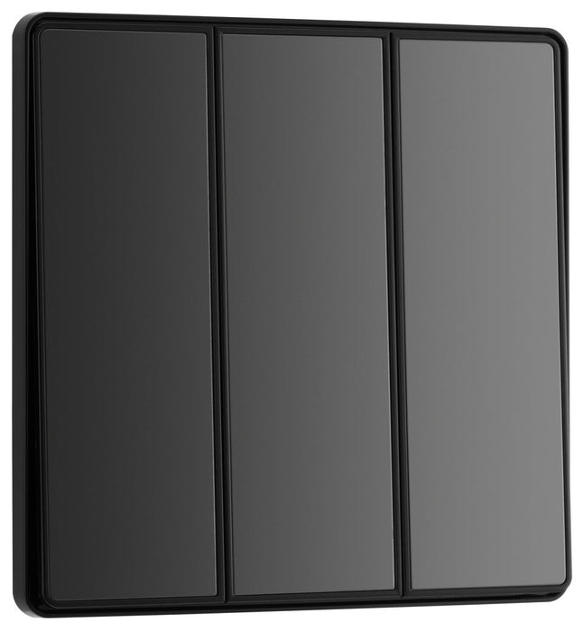 BG Evolve PCDBC43EB 20A 16AX 2 Way Triple Light Switch, Edge to Edge Rocker - Black Chrome (Black) - westbasedirect.com