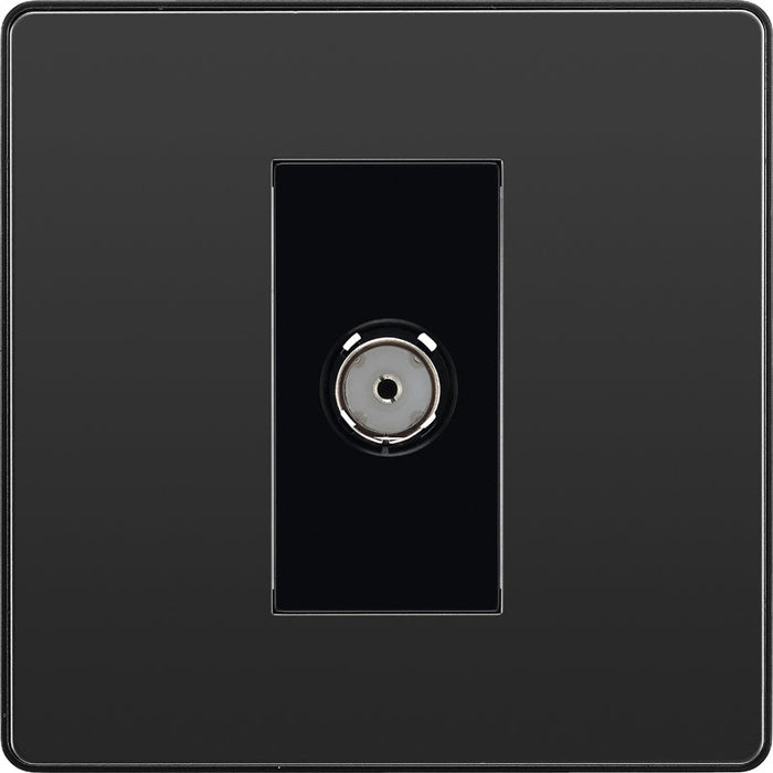 BG Evolve PCDBC60B Single Socket for TV or FM Co-Axial Aerial Connection - Black Chrome (Black) - westbasedirect.com