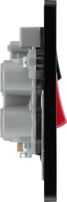BG Evolve PCDBC70B 45A Cooker Control Socket, Double Pole Switch with LED Power Indicator - Black Chrome (Black) - westbasedirect.com