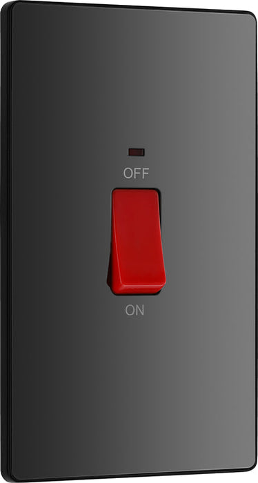 BG Evolve PCDBC72B 45A Double Pole Rectangular Switch with LED Power Indicator - Black Chrome (Black) - westbasedirect.com