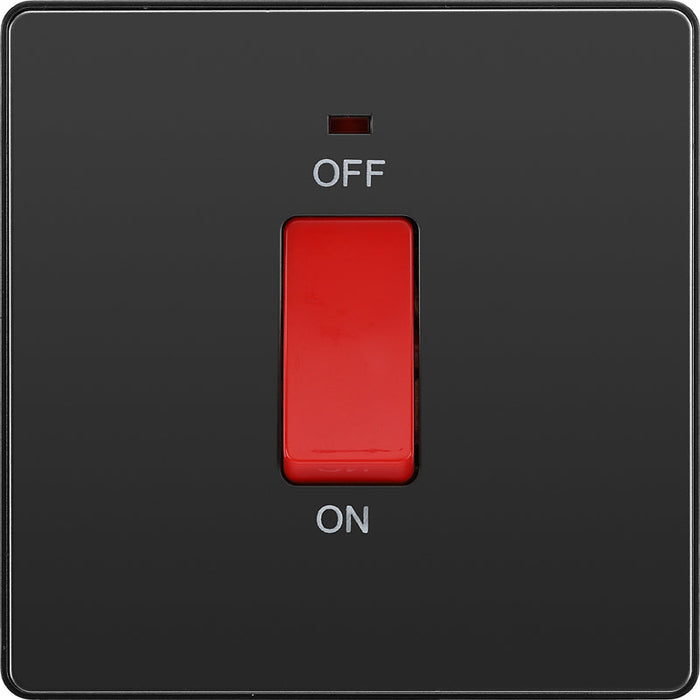 BG Evolve PCDBC74B 45A Double Pole Square Switch with LED Power Indicator - Black Chrome (Black) - westbasedirect.com