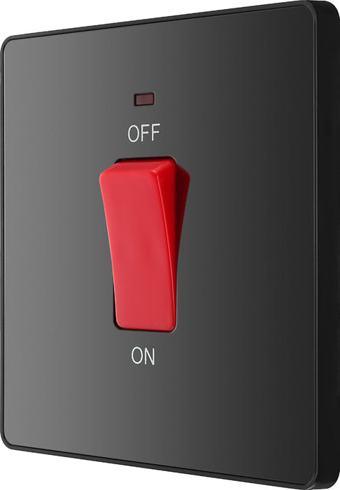 BG Evolve PCDBC74B 45A Double Pole Square Switch with LED Power Indicator - Black Chrome (Black) - westbasedirect.com