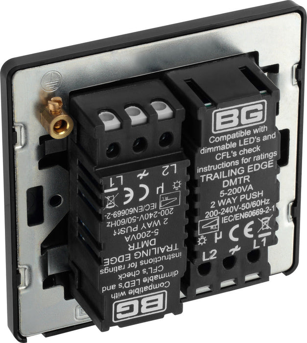 BG Evolve PCDBC82B 2-Way Trailing Edge LED 200W Double Dimmer Switch Push On/Off - Black Chrome (Black) - westbasedirect.com
