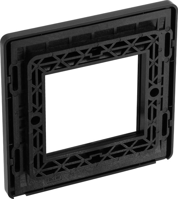 BG Evolve PCDBCEMS2B Twin Euro Module Aperture Single Front Plate (50 x 50) - Black Chrome (Black) - westbasedirect.com