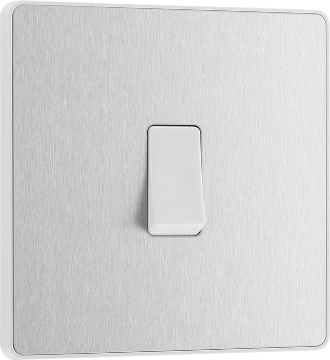 BG Evolve PCDBS12W 20A 16AX 2 Way Single Light Switch - Brushed Steel (White) - westbasedirect.com