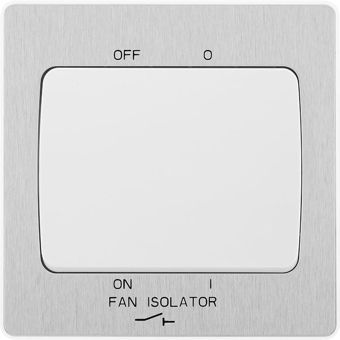 BG Evolve PCDBS15W 10A Triple Pole Fan Isolator Switch - Brushed Steel (White) - westbasedirect.com