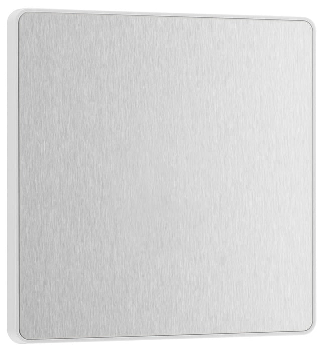 BG Evolve PCDBS94W Single Blank Plate - Brushed Steel (White) - westbasedirect.com