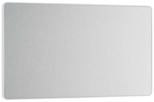 BG Evolve PCDBS95W Double Blank Plate - Brushed Steel (White) - westbasedirect.com