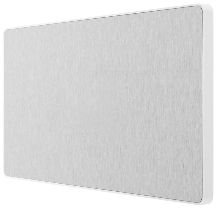 BG Evolve PCDBS95W Double Blank Plate - Brushed Steel (White) - westbasedirect.com