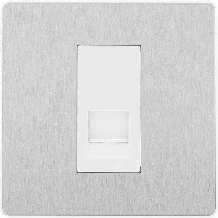 BG Evolve PCDBSBTM1W Single Master Telephone Socket - Brushed Steel (White) - westbasedirect.com