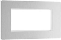 BG Evolve PCDBSEMR4W Quadruple Rectangular Front Plate (100 x 50) - Brushed Steel (White)