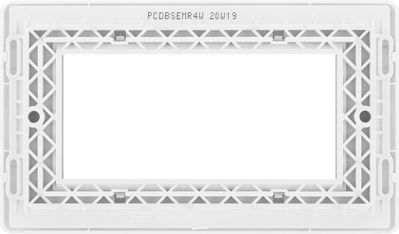 BG Evolve PCDBSEMR4W Quadruple Rectangular Front Plate (100 x 50) - Brushed Steel (White) - westbasedirect.com