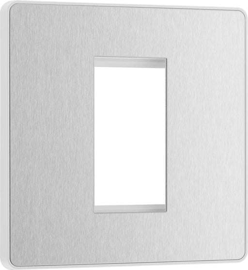 BG Evolve PCDBSEMS1W Single Euro Module Front Plate (25 x 50) - Brushed Steel (White) - westbasedirect.com