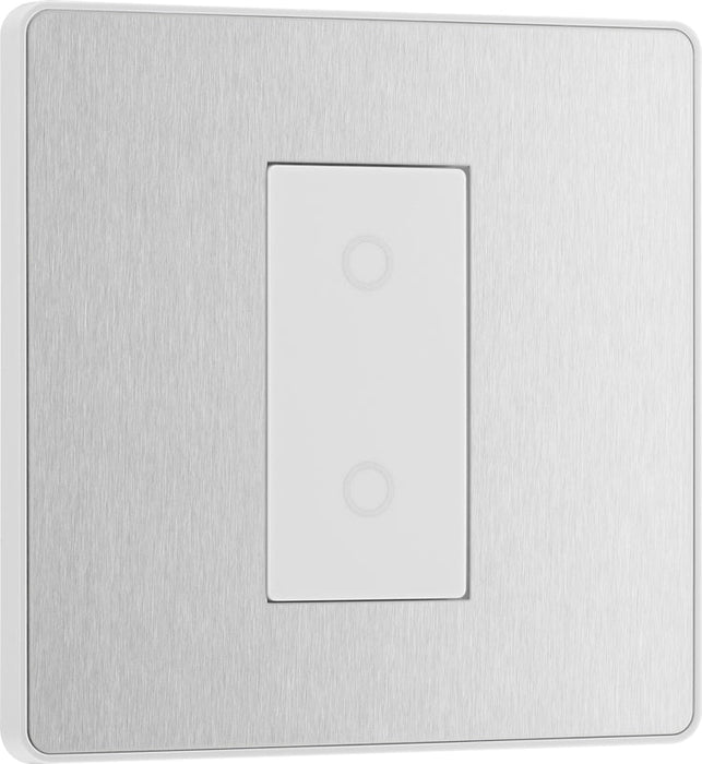 BG Evolve PCDBSTDM1W 2-Way Master 200W Single Touch Dimmer Switch - Brushed Steel (White) - westbasedirect.com