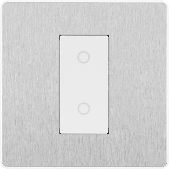 BG Evolve PCDBSTDM1W 2-Way Master 200W Single Touch Dimmer Switch - Brushed Steel (White) - westbasedirect.com