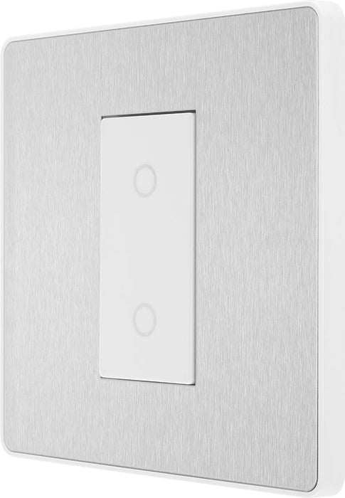 BG Evolve PCDBSTDM1W 2-Way Master 200W Single Touch Dimmer Switch - Brushed Steel (White) - westbasedirect.com