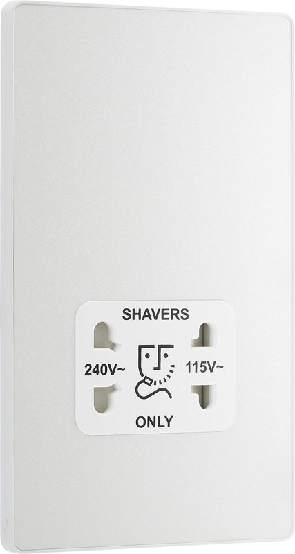 BG Evolve PCDCL20W 115/240V Dual Voltage Shaver Socket - Pearlescent White (White) - westbasedirect.com