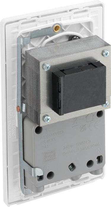 BG Evolve PCDCL20W 115/240V Dual Voltage Shaver Socket - Pearlescent White (White) - westbasedirect.com
