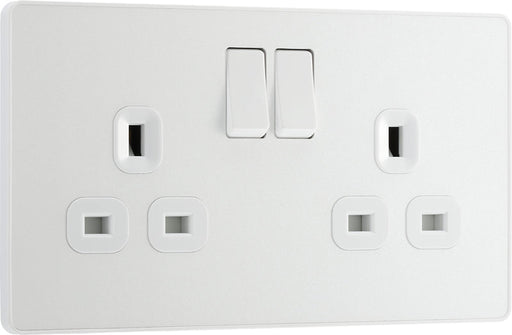 BG Evolve PCDCL22W 13A Double Switched Power Socket - Pearlescent White (White) - westbasedirect.com