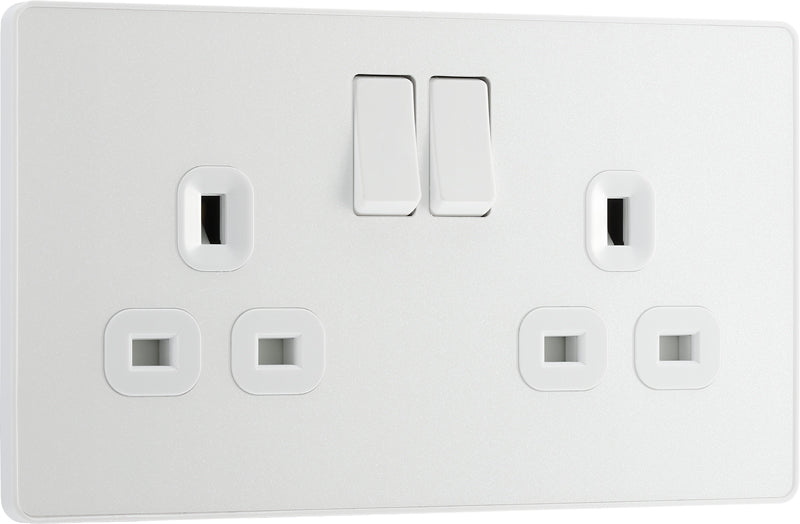 BG Evolve PCDCL22W 13A Double Switched Power Socket - Pearlescent White (White) - westbasedirect.com