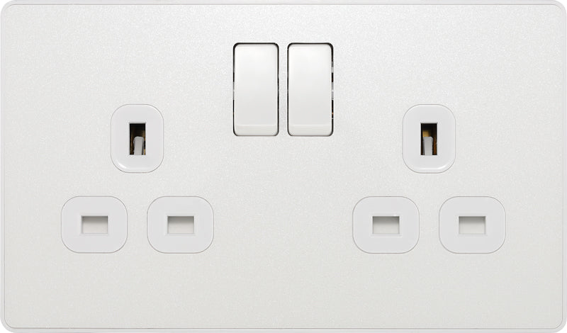 BG Evolve PCDCL22W 13A Double Switched Power Socket - Pearlescent White (White) - westbasedirect.com