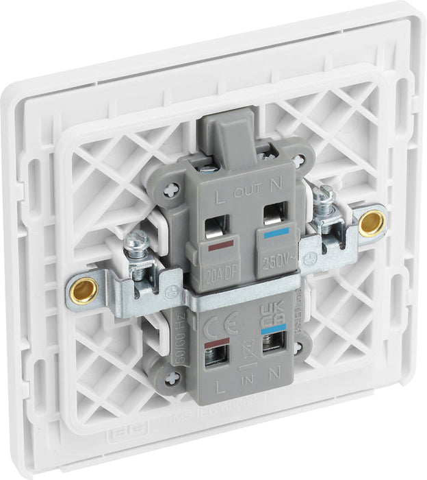 BG Evolve PCDCL31W 20A Double Pole Switch with Power LED Indicator - Pearlescent White (White) - westbasedirect.com