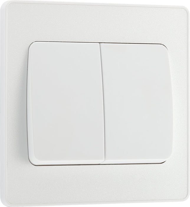 BG Evolve PCDCL42WW 20A 16AX 2 Way Double Light Switch, Wide Rocker - Pearlescent White (White) - westbasedirect.com