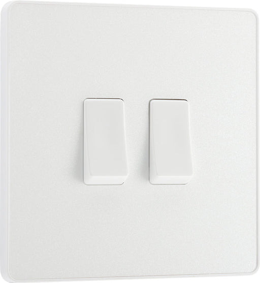 BG Evolve PCDCL42W 20A 16AX 2 Way Double Light Switch - Pearlescent White (White) - westbasedirect.com