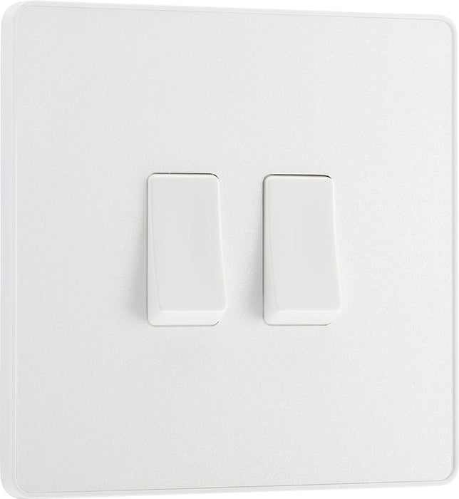 BG Evolve PCDCL42W 20A 16AX 2 Way Double Light Switch - Pearlescent White (White) - westbasedirect.com