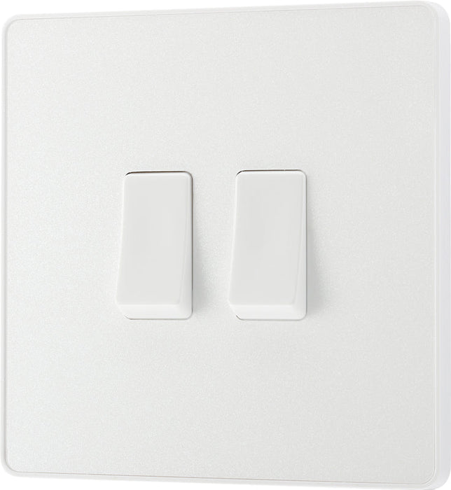 BG Evolve PCDCL42W 20A 16AX 2 Way Double Light Switch - Pearlescent White (White) - westbasedirect.com
