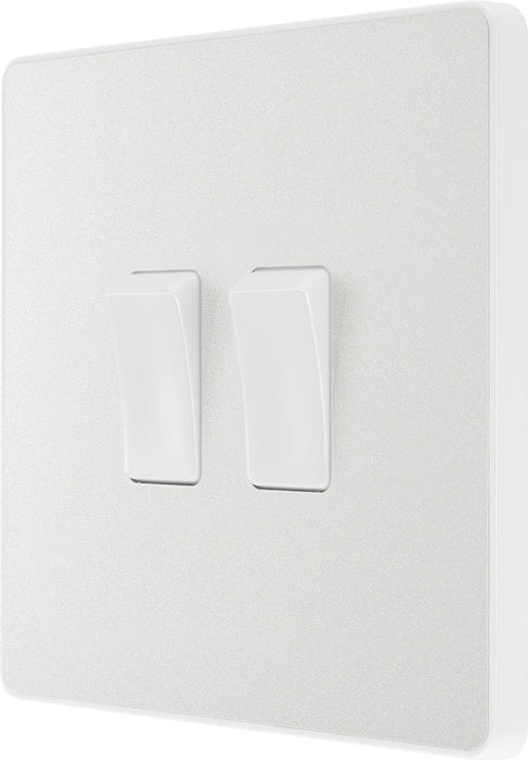 BG Evolve PCDCL42W 20A 16AX 2 Way Double Light Switch - Pearlescent White (White) - westbasedirect.com